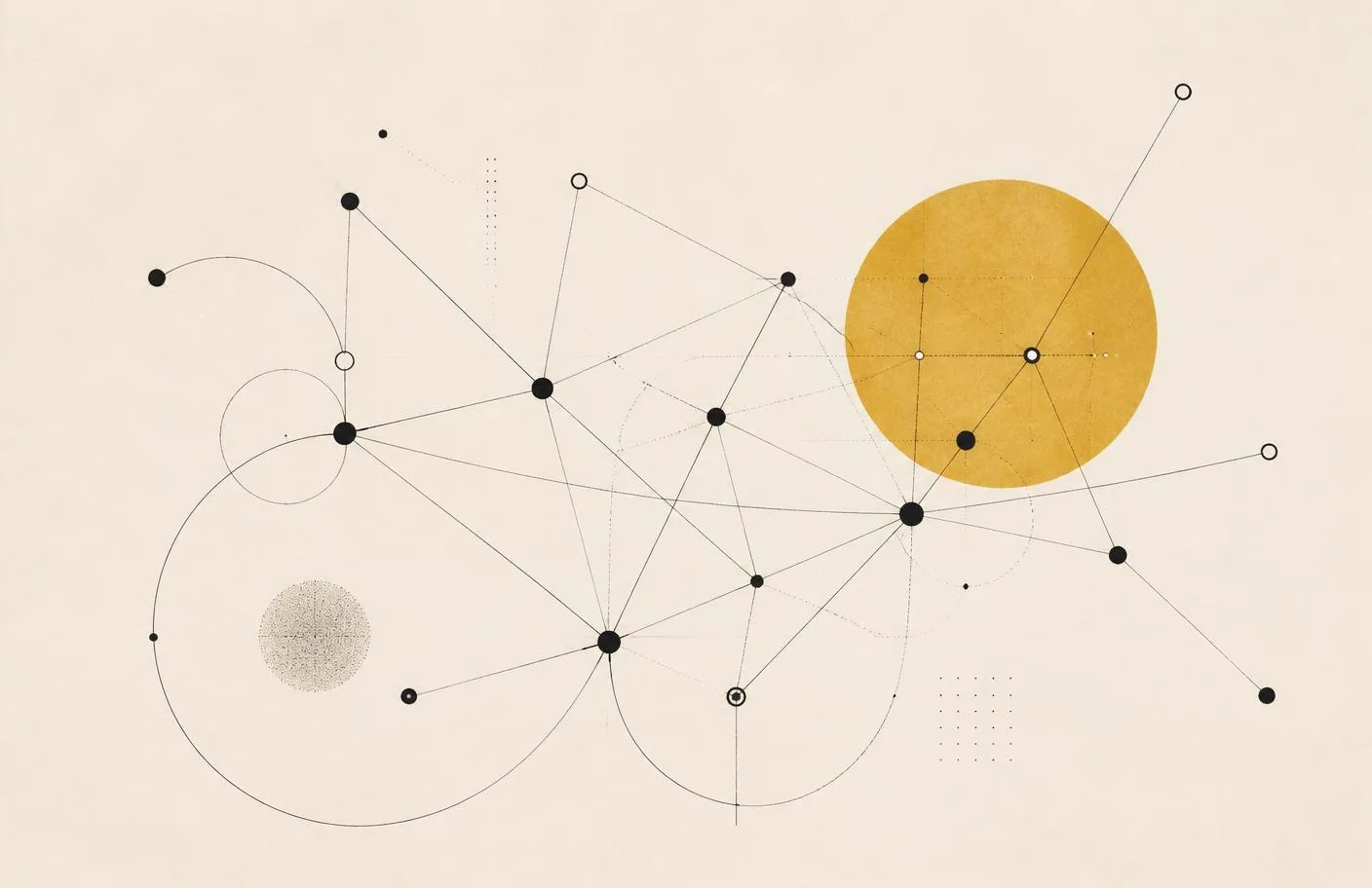 Line drawing of a distributed system topology with connected nodes and one highlighted cluster